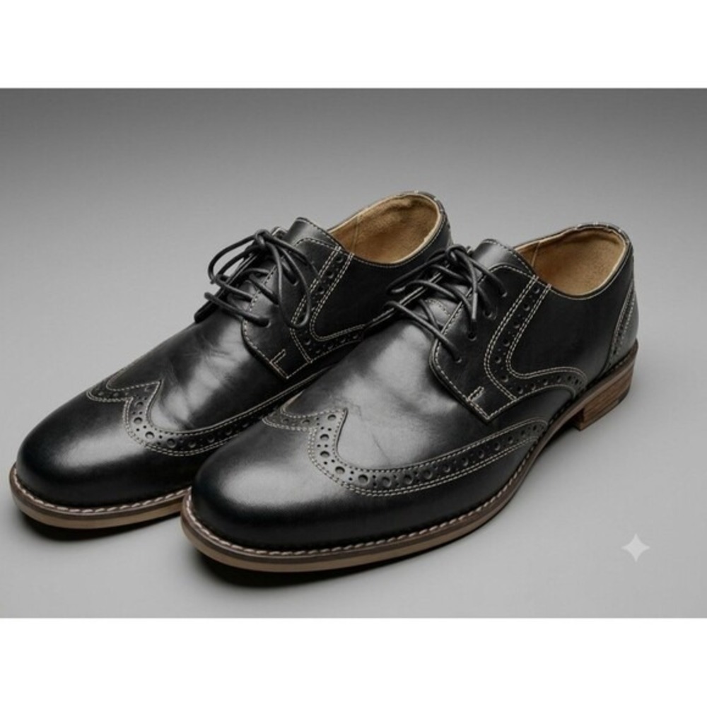 Nunn Bush Nelson Leather Wingtip Dress Shoe Black Men 8½